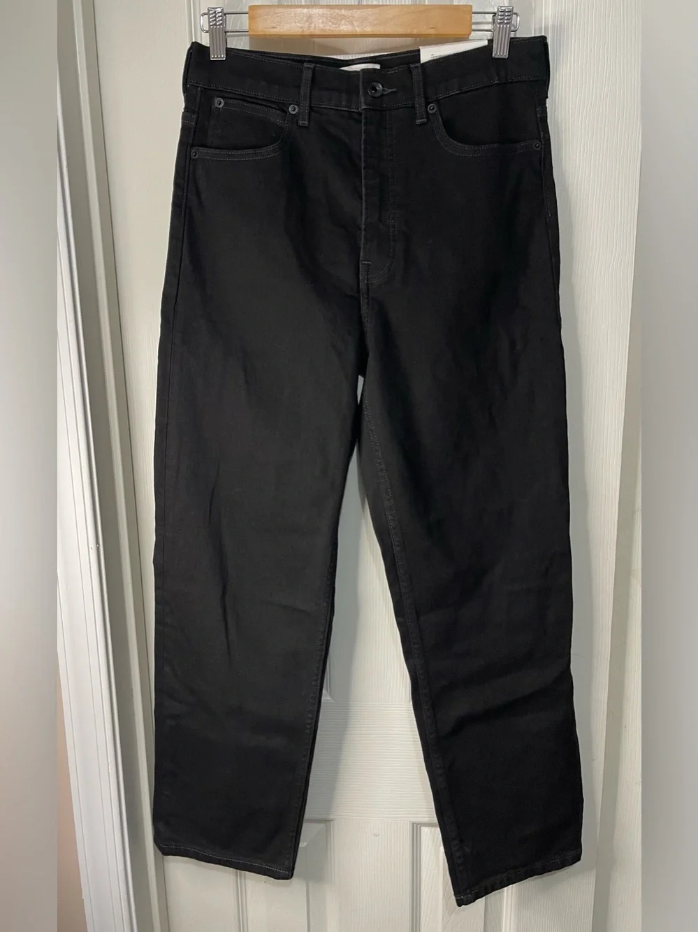 Everlane The Way High Straight Jean Black Organic Cotton Minimalist Size 28R NW